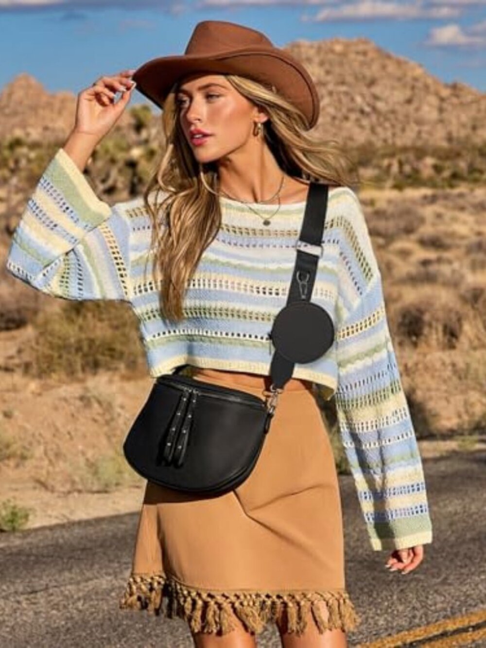 Crossbody Bags for Women Large Vegan Leather Bum Bag with Coin Purse